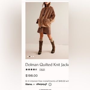 Free people Dolman quilted knit jacket brown